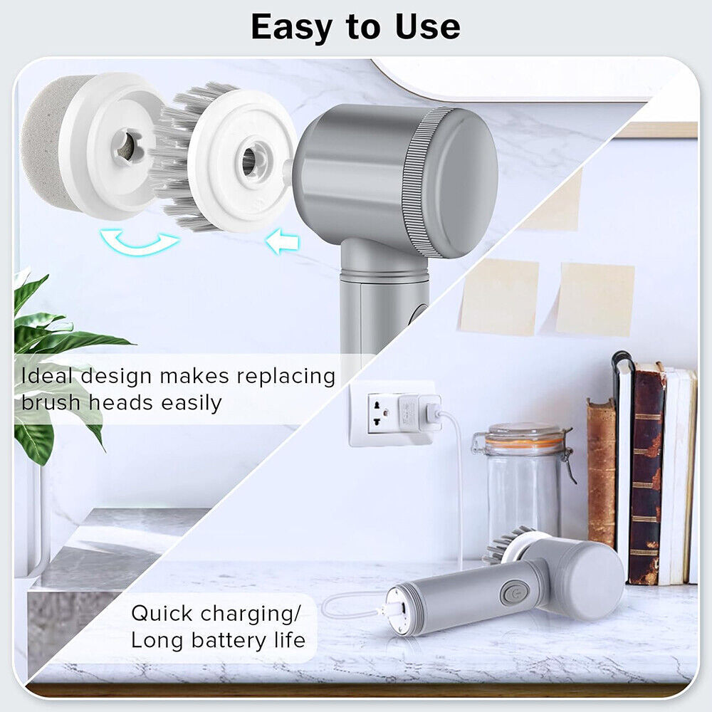 Cordless Spin Scrubber Electric Cleaning Brush with Multiple Brush Heads for Bathroom, Tile, Kitchen & Floor Deep Cleaning