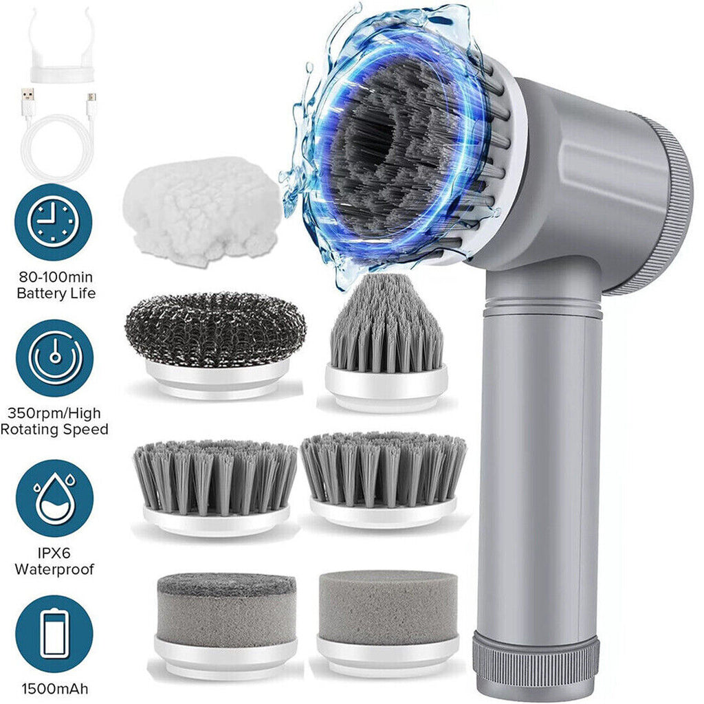Cordless Spin Scrubber Electric Cleaning Brush with Multiple Brush Heads for Bathroom, Tile, Kitchen & Floor Deep Cleaning