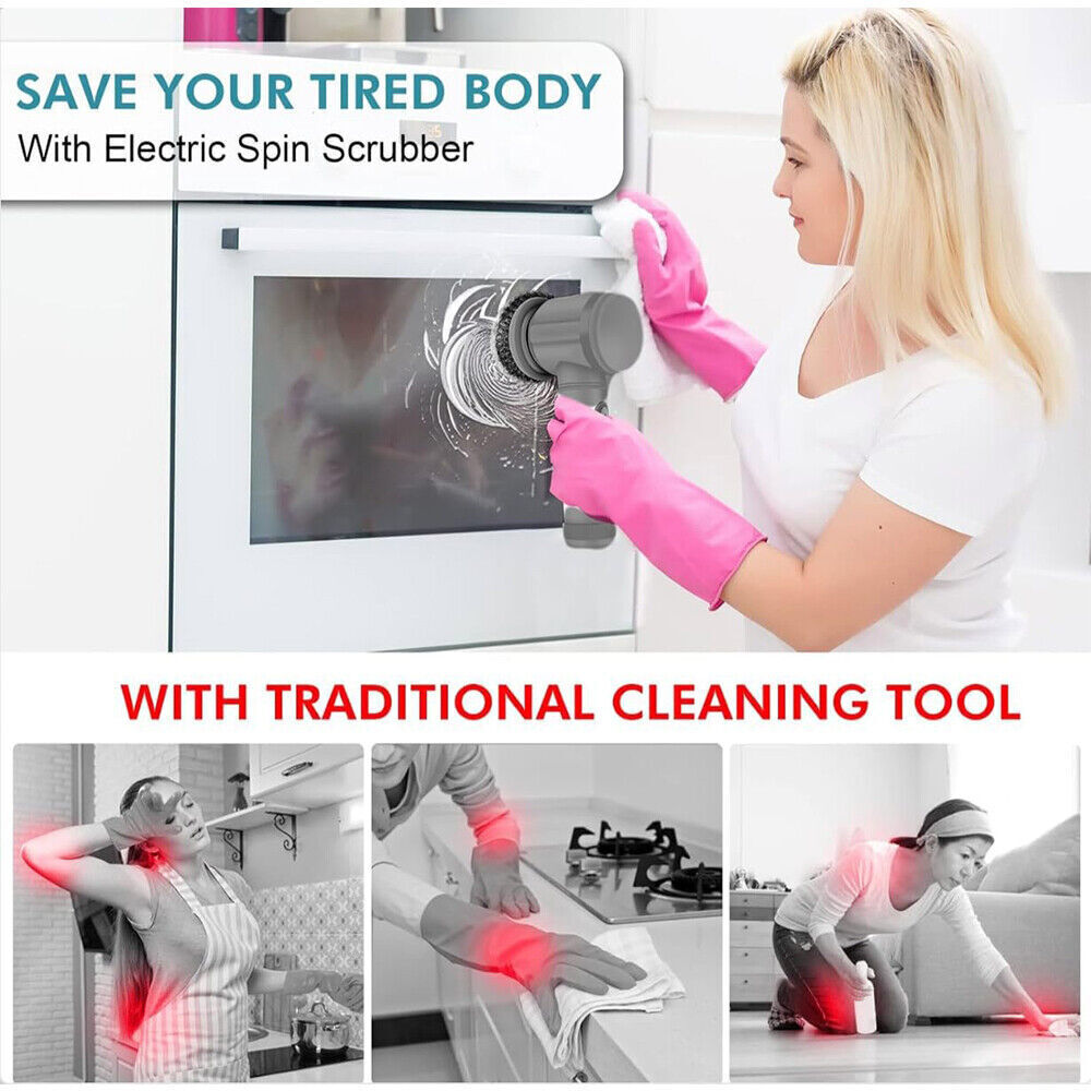 Cordless Spin Scrubber Electric Cleaning Brush with Multiple Brush Heads for Bathroom, Tile, Kitchen & Floor Deep Cleaning